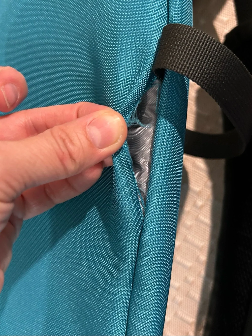 Patagonia Teal Messenger Bag with Reflective Trim